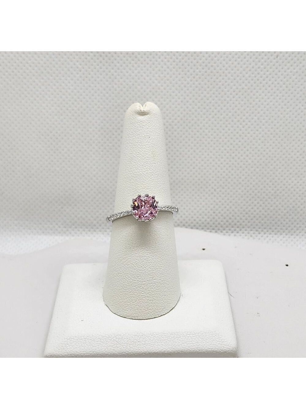 Brand New Sterling Silver 925 Round Pink Gemstone Ring